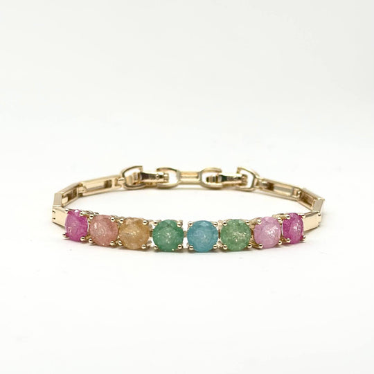 Pulsera Multicolor Cristales Naturales | Chapa de Oro 18K