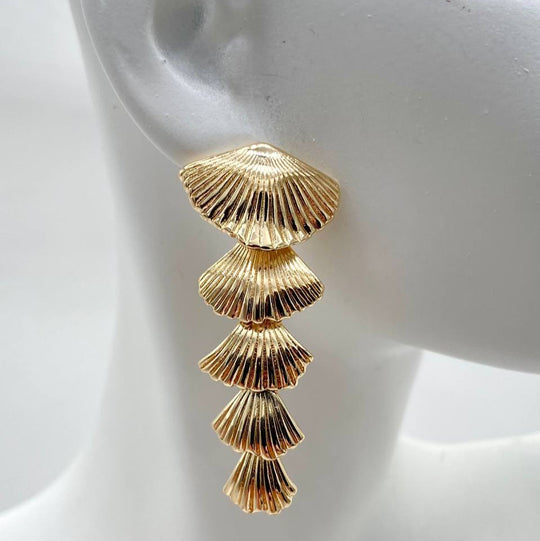 ARETE CONCHITAS DE MAR, CHAPA D ORO 18K