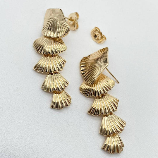 ARETE CONCHITAS DE MAR, CHAPA D ORO 18K