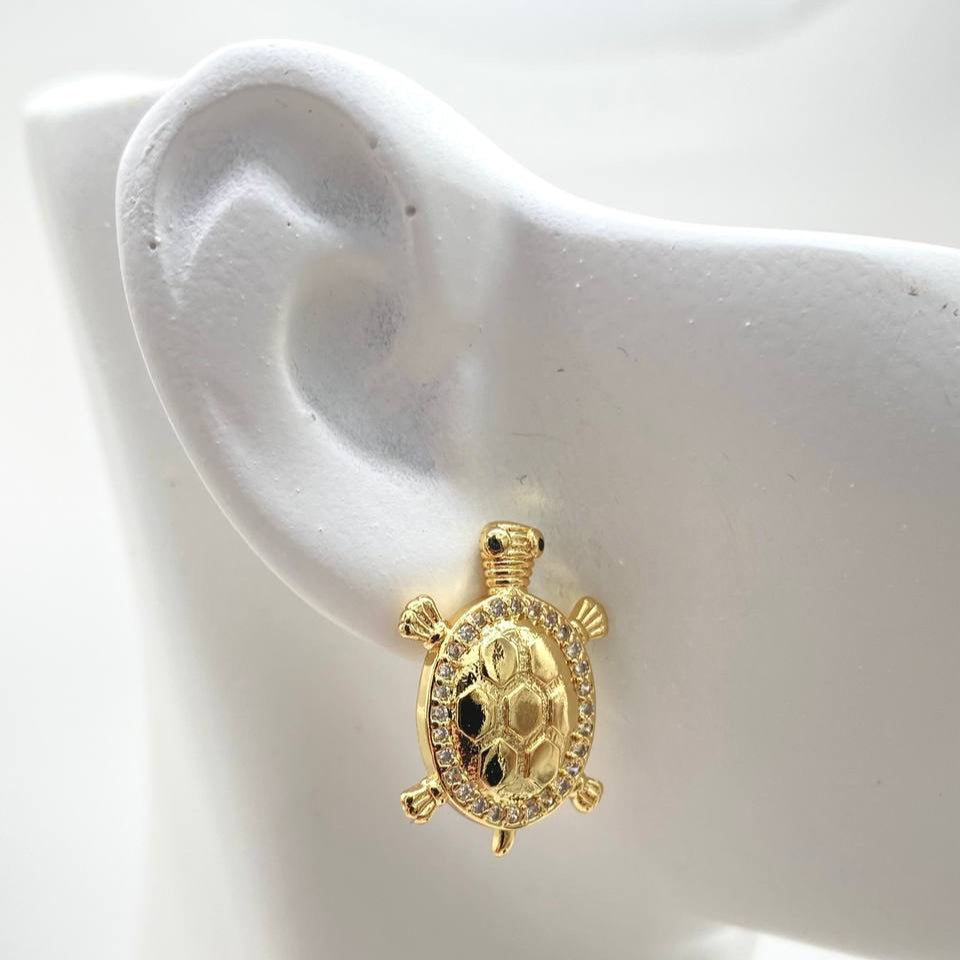 ARETE TORTUGA CHAPA DE ORO 18K