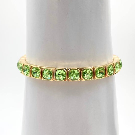 PULSO ZIRCONIA VERDE CHAPA DE ORO 18K
