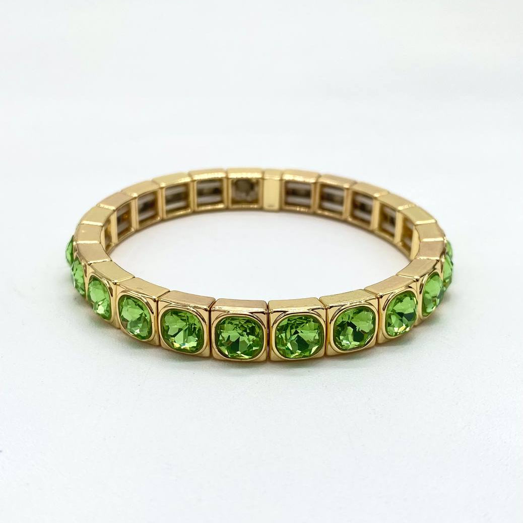 PULSO ZIRCONIA VERDE CHAPA DE ORO 18K