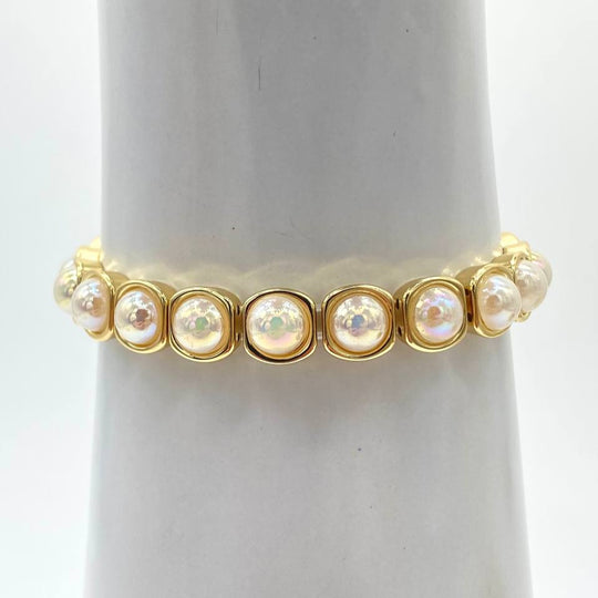 PULSO PERLAS CHAPA DE ORO 18K