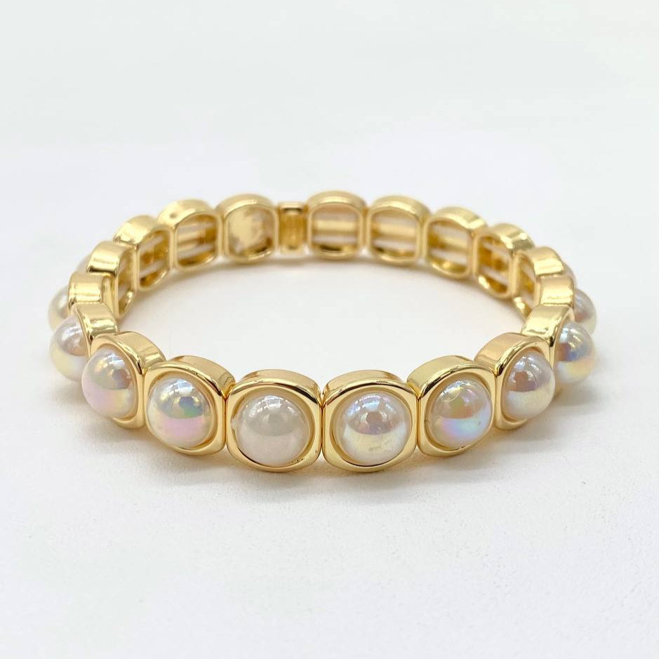 PULSO PERLAS CHAPA DE ORO 18K