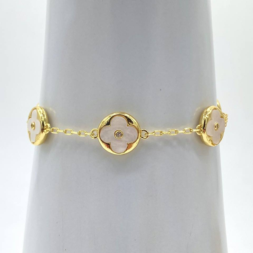PULSERA VAN BLANCO CHAPA DE ORO 18K