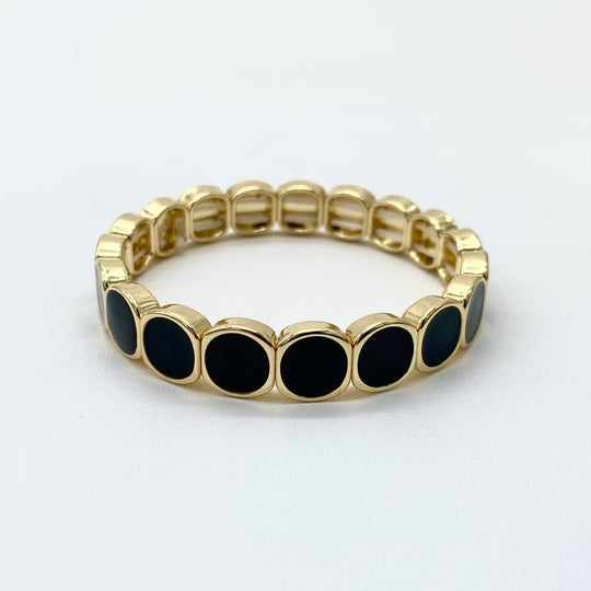 PULSO NEGRO CHAPA DE ORO 18K