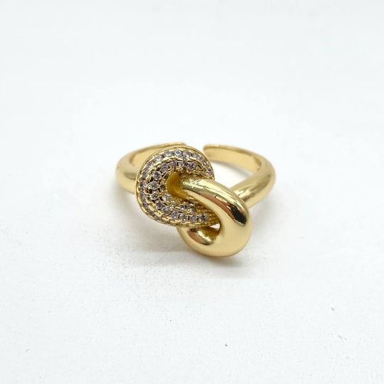 ANILLO NUDO TU Y YO CHAPA DE ORO 18K