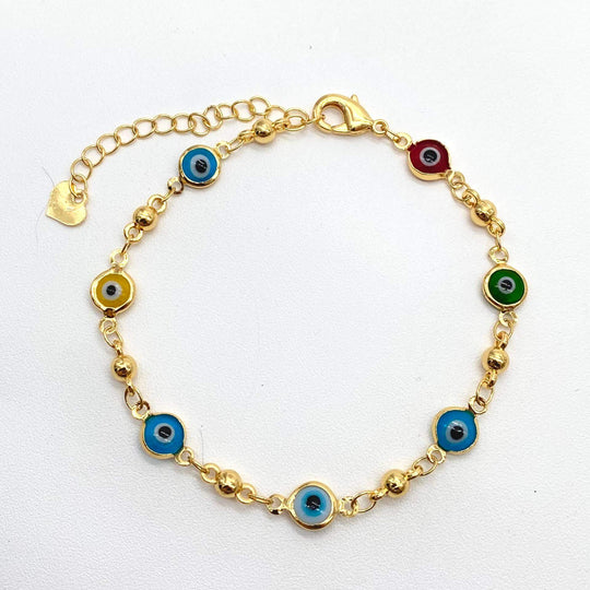 Pulsera ojos turcos– Chapa de Oro 18K | MAEL