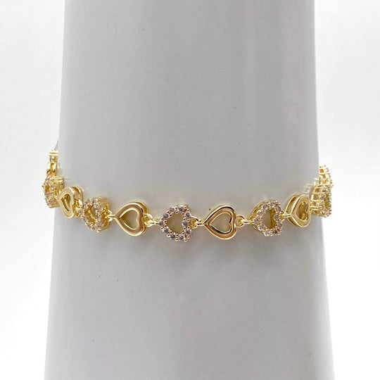 Pulsera corazones– Chapa de Oro 18K | MAEL