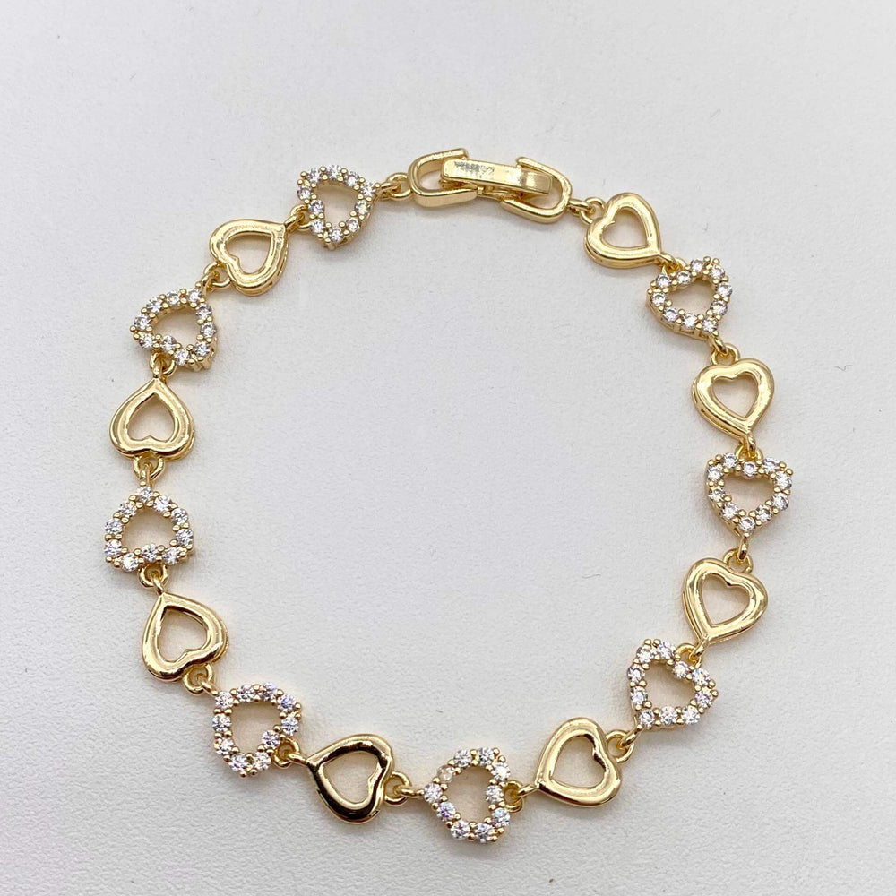 Pulsera corazones– Chapa de Oro 18K | MAEL