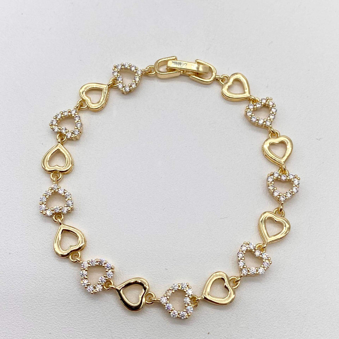 Pulsera corazones– Chapa de Oro 18K | MAEL