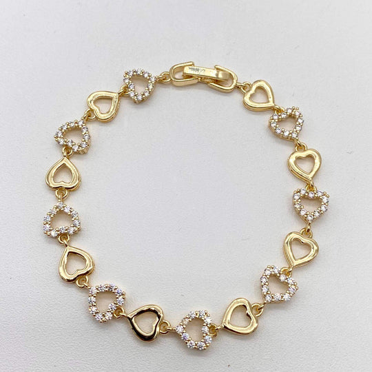 Pulsera corazones– Chapa de Oro 18K | MAEL
