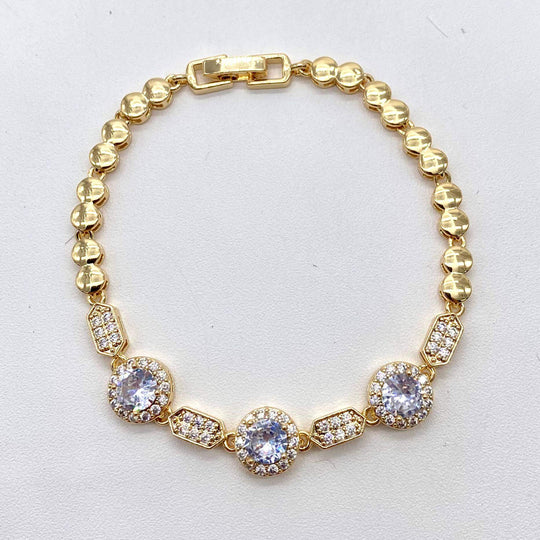Pulsera zirconias– Chapa de Oro 18K | MAEL