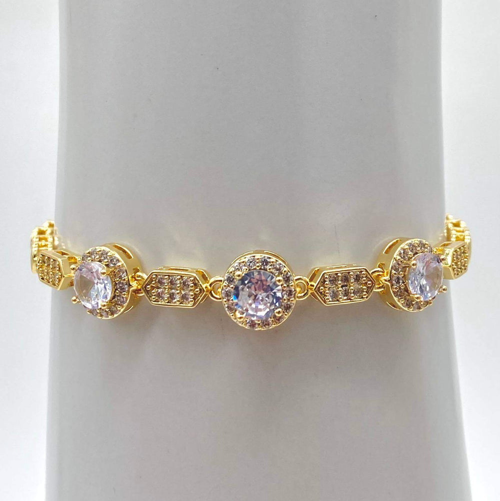 Pulsera zirconias– Chapa de Oro 18K | MAEL