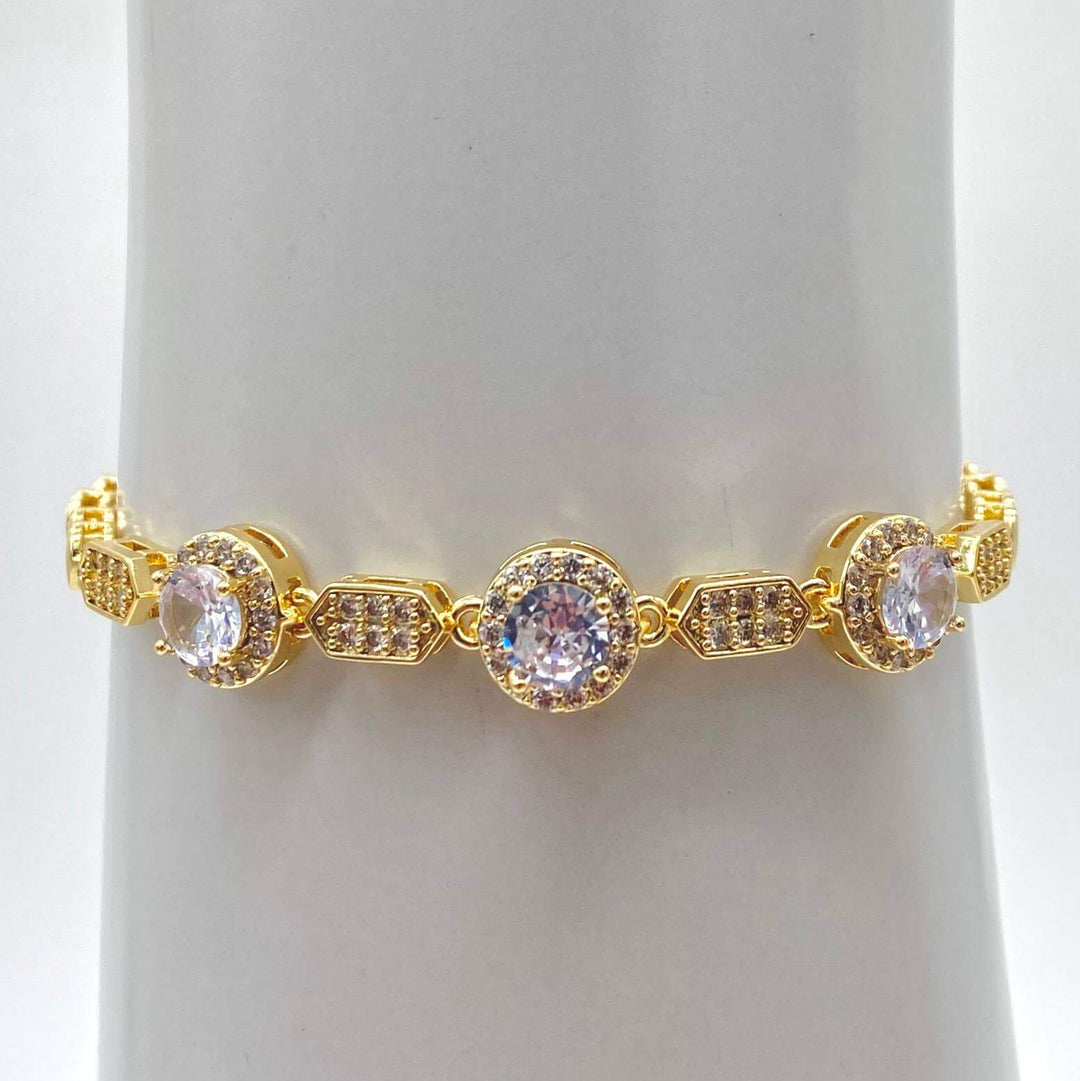 Pulsera zirconias– Chapa de Oro 18K | MAEL