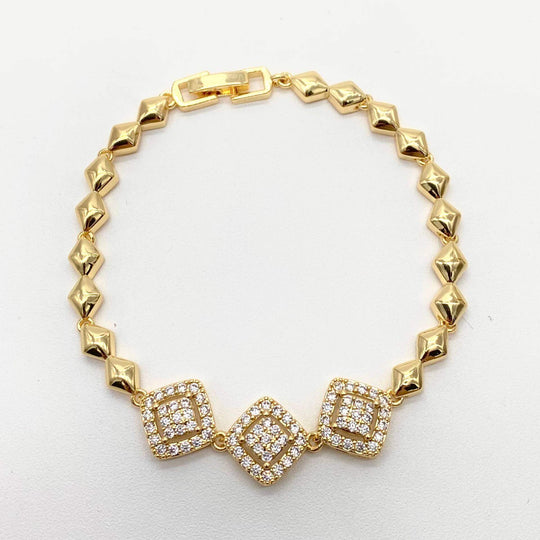 Pulsera cuadros– Chapa de Oro 18K | MAEL
