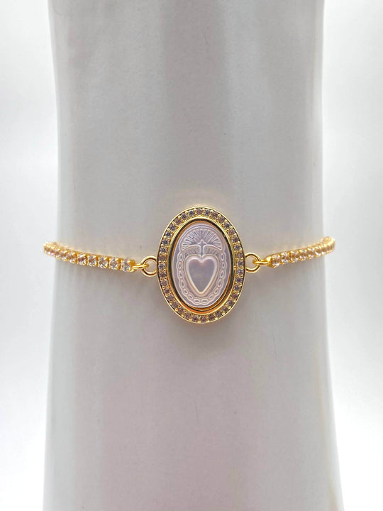 Pulsera sagrado corazon Chapa de Oro 18K | MAEL
