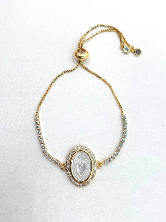 Pulsera sagrado corazon Chapa de Oro 18K | MAEL