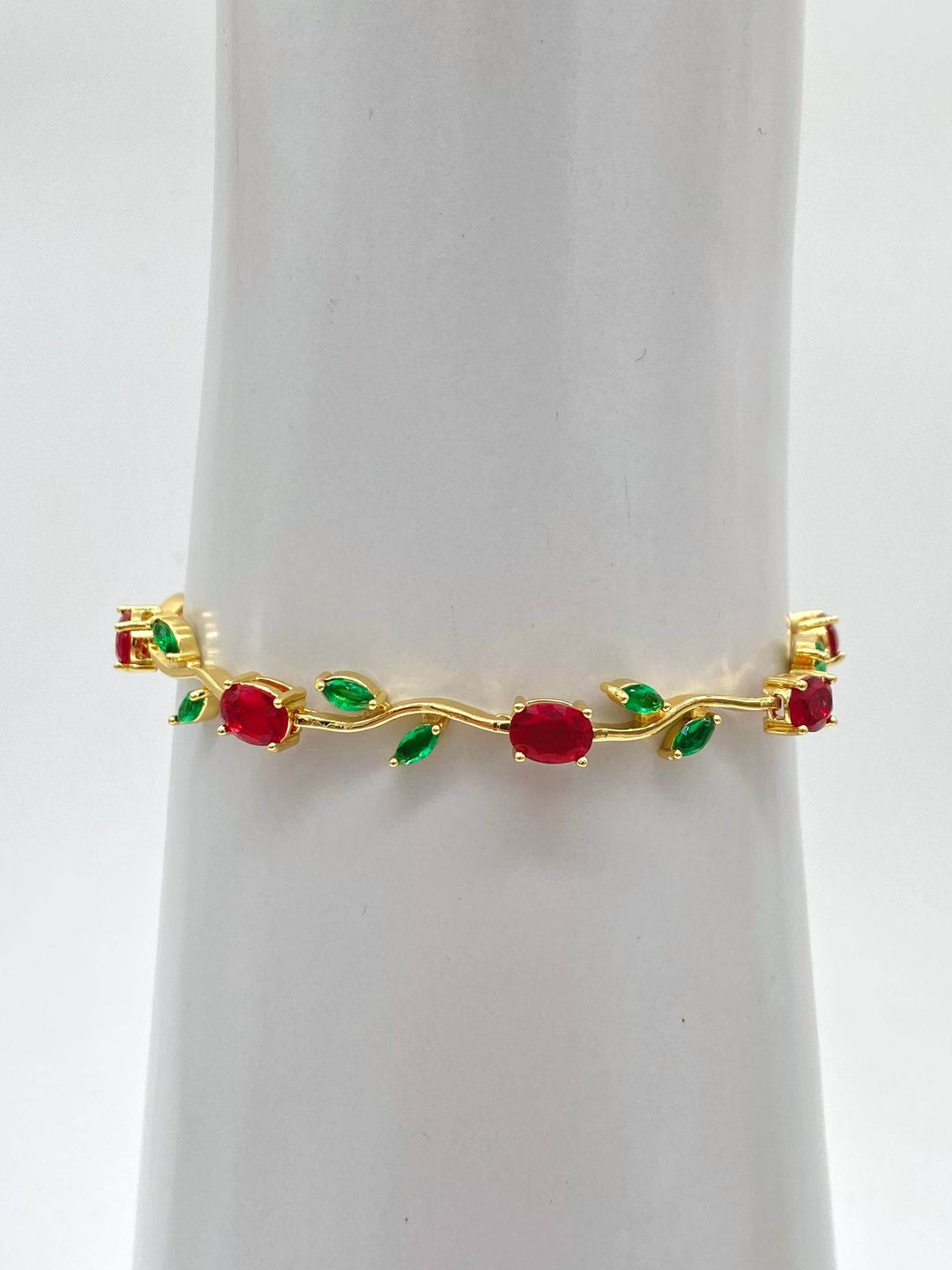 Pulsera flor roja– Chapa de Oro 18K | MAEL