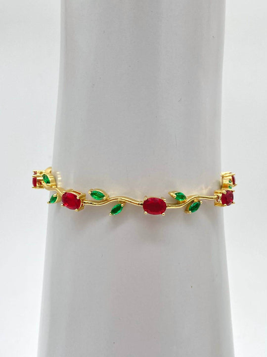 Pulsera flor roja– Chapa de Oro 18K | MAEL